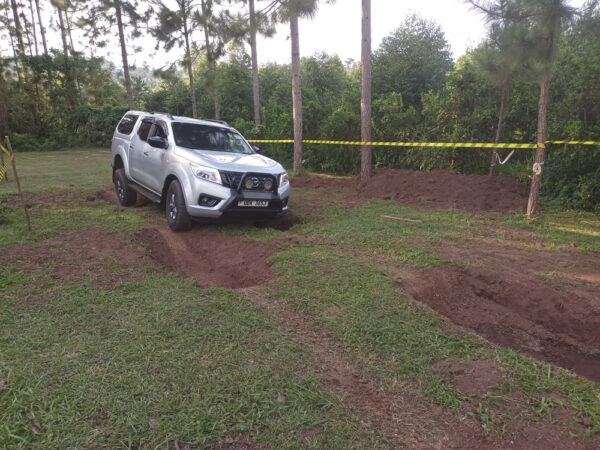 A Nissan Navara goes through the simple off-road challenge during the Weekend Chillout at The Safe House in Kalagi